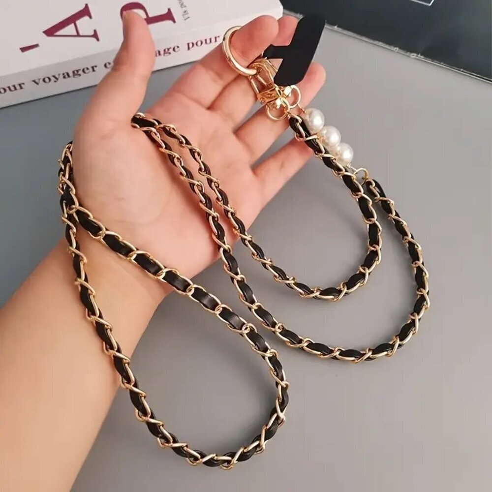 Pearl Faux Leather Chain Mobile Phone Lanyard - Picture 2 of 4